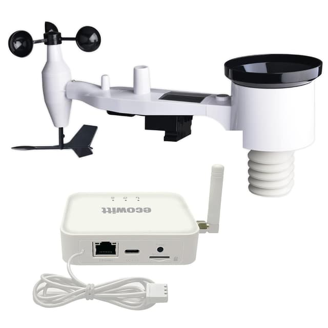 ECOWITT Wetterstation GW3002, 7 in 1 Funk wetterstation mit Außensensor WS69 + 3 in 1 WiFi/Kabel-Gateway GW3000 mit SD-Kartenanschluss, Wettervorhersage für Haus und Garten 868 MHz GW3002: WS69+Gateway GW3000