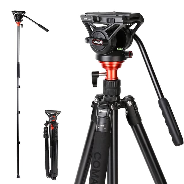 COMAN 180cm Kamera Stativ Variabel 184cm Monopod 360° Kugelkopf und 1/4'' Gewinde tragendes Gewicht 8kg Inklusive Schnellwechselplatte,Tripod stativ Kamera monopod Professioneller Videokamera stative Q5