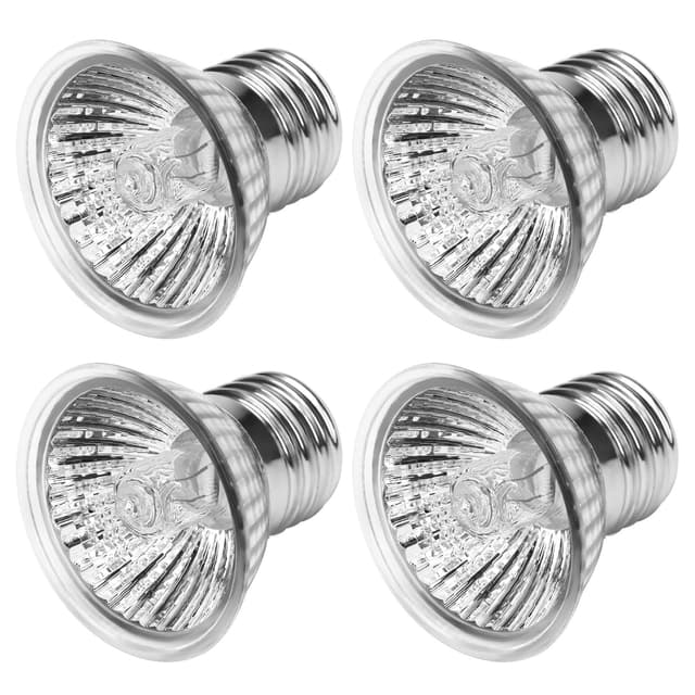 DERNORD Wärmelampe Schildkröten 50W Halogen - Reptilien UVA UVB Lampe Terrarium E27 UV Basking Spot Lampe Halogen 4 Stück für Bartagamen Eidechsen 50W 4 Stück