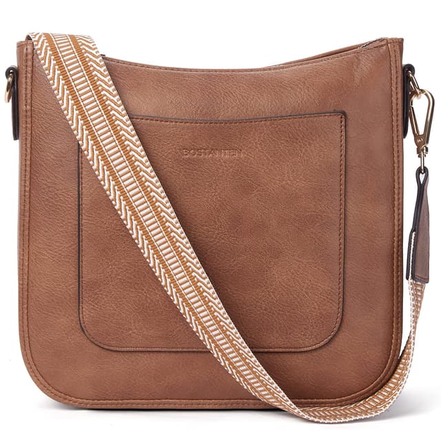 BOSTANTEN Handtasche Damen Mittelgroß Umhängetasche Crossbody Bags Leder Schultertasche für Frauen Shopper Tasche mit Verstellbarem Farbigem Riemen