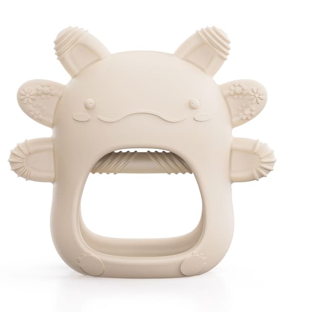 akolik Beißring Baby, Baby Spielzeug und Zahnungshilfe für 0 3 6 9 Monate, BPA-freies Beissring für Babys, Beißhandschuhe, Lebensmitteltaugliche Geschenke für Neugeborene Weiß