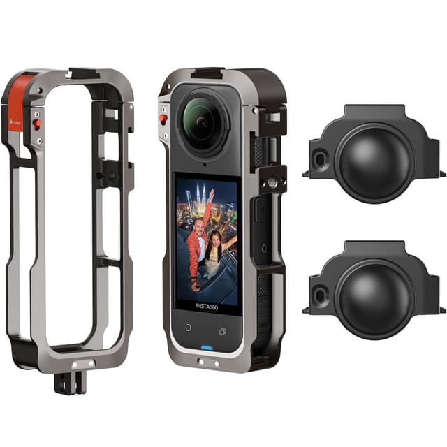 Amazear Metall-Schutzgehäuse für Insta360 X5 Zubehör, Insta360 X5 Multifunktions-Gestell, robuster Aluminiumrahmen mit Schnellverschluss, Verschiedene Erweiterungsbefestigungen.