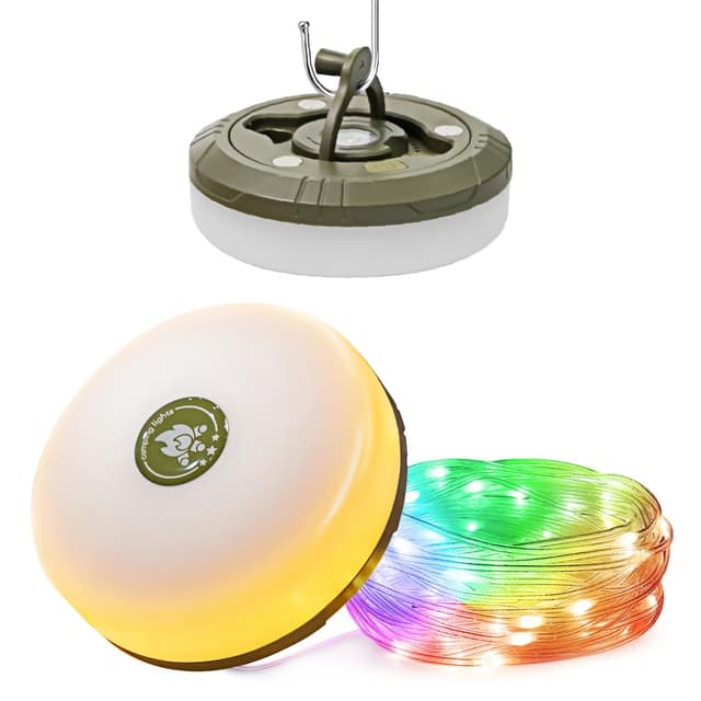 HAMLITE Camping Lichterkette Aufrollbar, 3-in-1 Usb Wasserdichte Tragbare LED Campinglampe 9M, Lichterkette Außenbereich Für Outdoor Camping Hof Dekor Lichterkette,Weihnachtsdeko