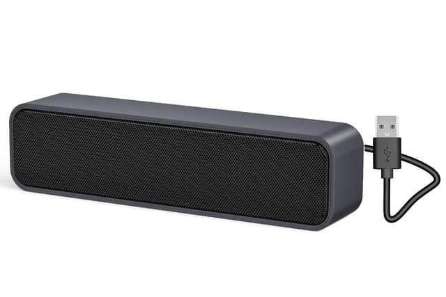 ADELGO SoundBar Mini USB Lautsprecher, Computer Lautsprecher Laptop Boxen für PC, Computer, Laptop, Notebook, Tablet - Plug and Play - BlauGrau
