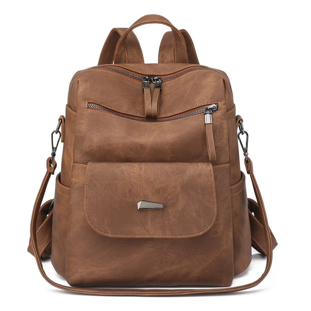 Puwuzixi Frauen Rucksack Wasserdicht Anti-Diebstahl Leichtgewicht PU Mode Reisen Mehrzweck Cabrio Geldbörse Umhängetasche Handtasche Rucksack Caramel
