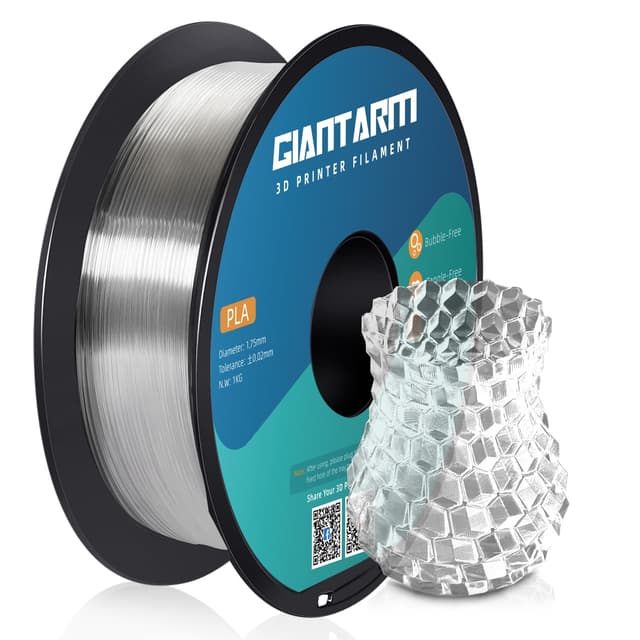 PLA Filament 1.75mm,GIANTARM 3D Drucker Filament PLA Transparent 1kg Spool D-Transparent
