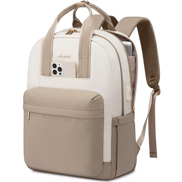 LOVEVOOK Rucksack Damen Groß, 17,3 Zoll Laptop Schulrucksack Mädchen mit Laptopfach, Wasserdicht Tagesrucksäcke Reiserucksack Arbeitstasche, Elegant Schultasche Lehrertasche für Uni Büro Freizeit
