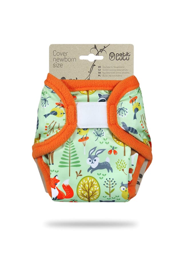 Petit Lulu Neugeborenen Überhose (2-6 kg) für Stoffwindeln Klett (Waldtiere)