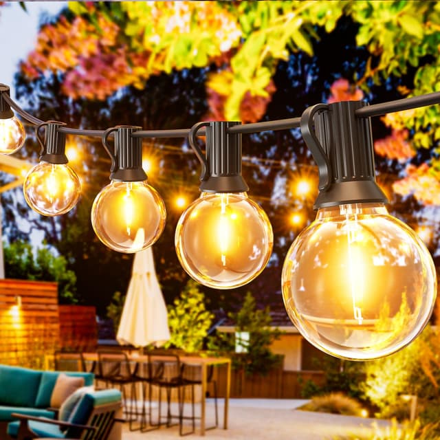 Svater Lichterkette Außen 44m, LED Lichterkette Glühbirnen Außen Plastik Birnen Wasserdicht IP45 Anschließbar für Outdoor, Terrasse,Bäume,Party Deko, 2700K Warmes Weiß 45m