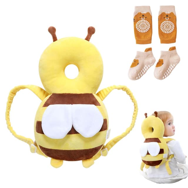 Bambebe Baby Kopfschutz Kissen Infant Sicherheit Pads Rückenprotektor Baby Sicherheit Rucksack Kleinkinder Kopfstützen-Rückenschutzkissen(Biene)