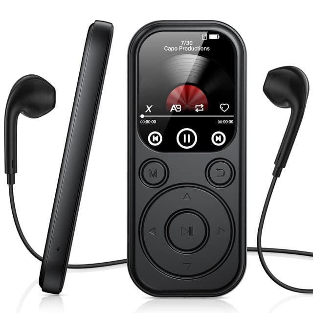 RWSRW 128GB MP3 Player Bluetooth 5.4, Ultra Slim Musik-Player mit 2.0 Zoll IPS Farbbildschirm, Mini Musik Player mit Photo Viewer, Video Play, FM Radio, Voice Recorder, E-Book Reader, Sport, Schwarz