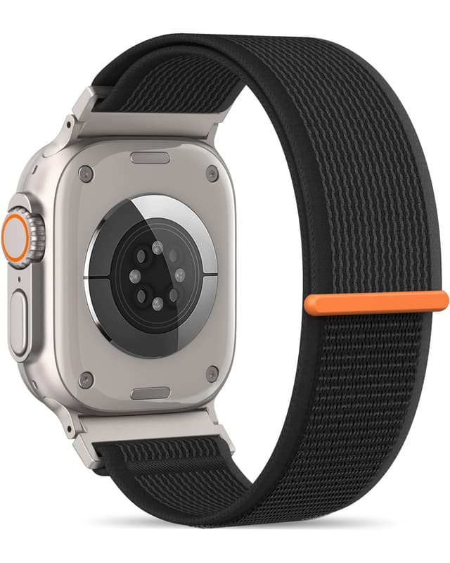 Higgs Trail Loop Nylon Armband Kompatibel mit Apple Watch 49mm 46mm 45mm 44mm 42mm,Ersatz Sport Armbänder für iWatch Band Series 10 Ultra SE 9 8 7 6 5 4 3 2 1 Herren Damen Schwarz&grau（Silberner Verbinder） 44mm/45mm/46mm/49mm/42mm(Series 3 2 1)