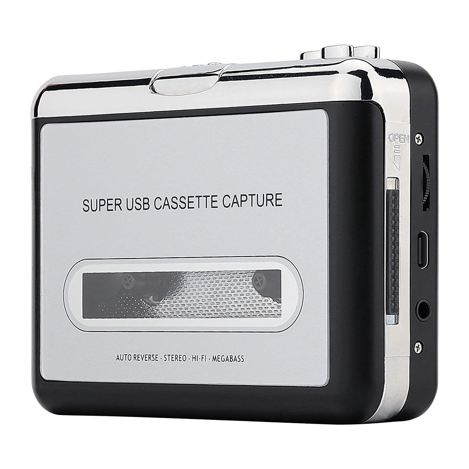 Reshow Kassettenspieler - Tragbarer Kassettenspieler, der MP3-Audio-Musik über USB aufnimmt - kompatibel mit Laptops und PCs - konvertiert Kassetten ins iPod-Format (Silber)