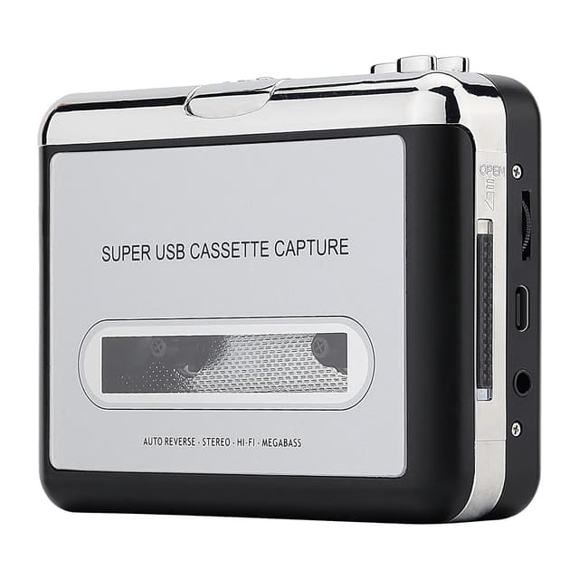 Reshow Kassettenspieler - Tragbarer Kassettenspieler, der MP3-Audio-Musik über USB aufnimmt - kompatibel mit Laptops und PCs - konvertiert Kassetten ins iPod-Format (Silber)