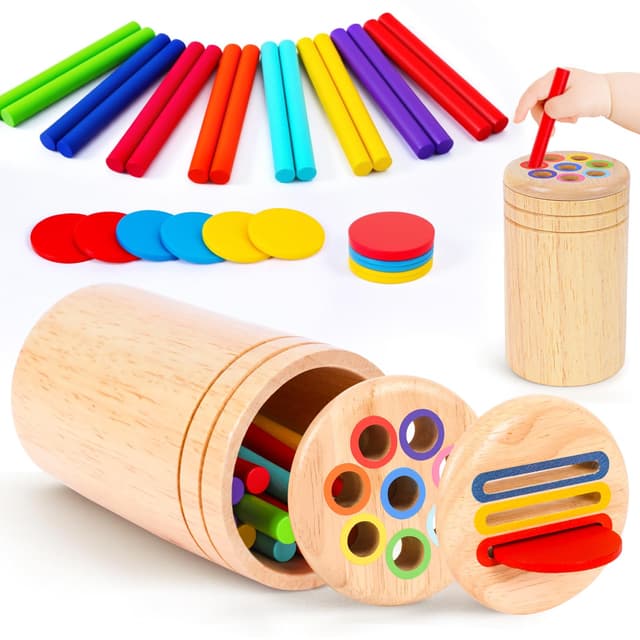 Montessori Spielzeug ab 1 Jahr, Spielzeug ab 1 2 Jahre Mädchen Jungen Baby Spielzeug Geschenk Mädchen Jungen 1 2 Jahre Farbe Sortierspiel Kinderspielzeug Motorikspielzeug Holzspielzeug ab 1 Jahr Style-A