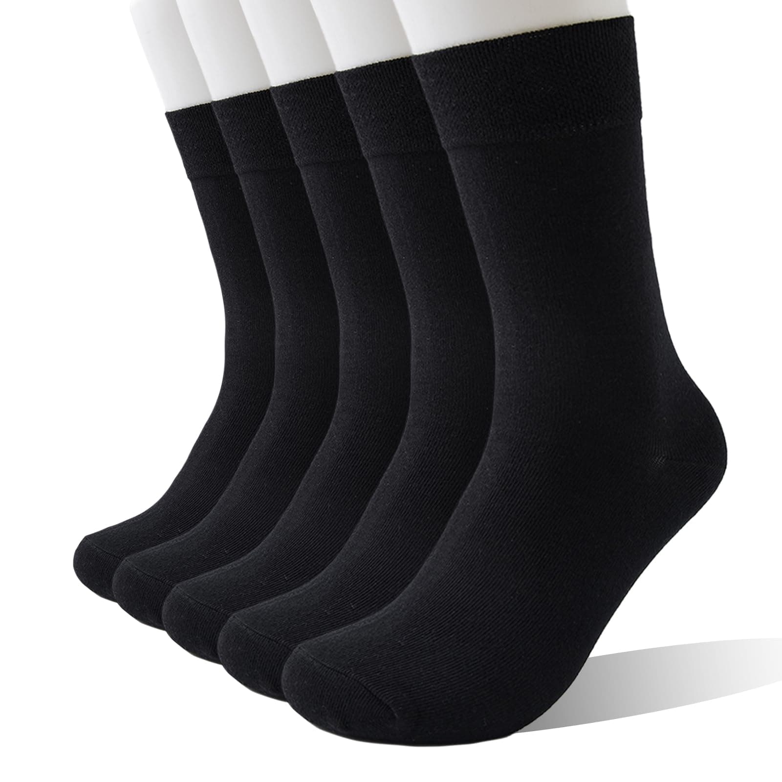 Wamicu Herren Socken 5 Paar Baumwolle Dünne Herrensocken Crew Business Atmungsaktive, EU-Größe 39-42/43-46/46-50 43-46 Schwarz (5 Paar)