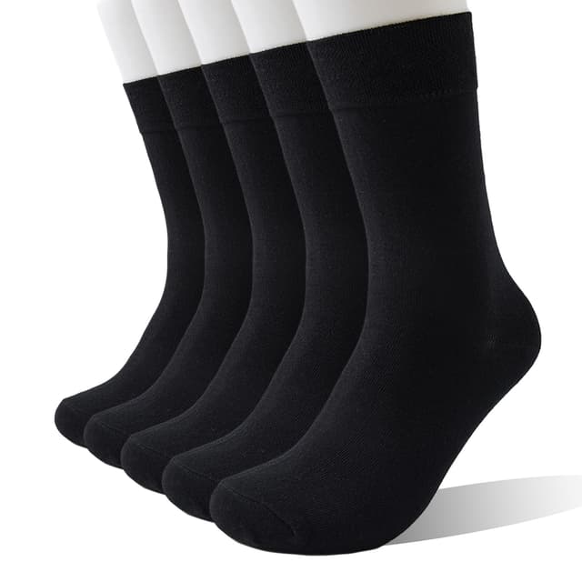 Wamicu Herren Socken 5 Paar Baumwolle Dünne Herrensocken Crew Business Atmungsaktive, EU-Größe 39-42/43-46/46-50 43-46 Schwarz (5 Paar)