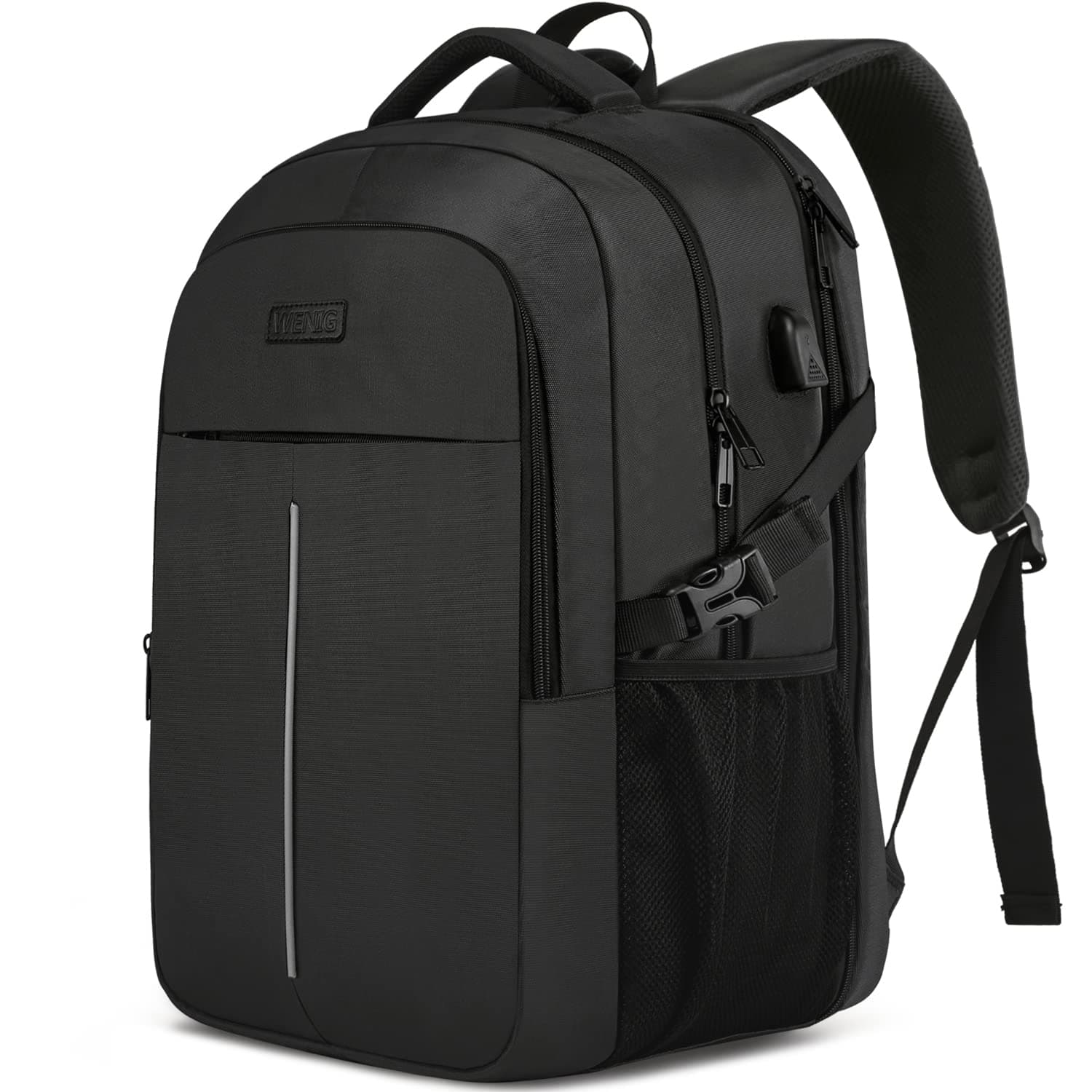 Groß Herren Laptop Rucksack 17 Zoll Laptoptasche für Schule Arbeit mit USB Ladeanschluss Wasserdicht Business Reisen Notebook Tasche Schulrucksack für Männer Frauen Jungen Teenager Schwarz 17.3 Zoll Schwarz