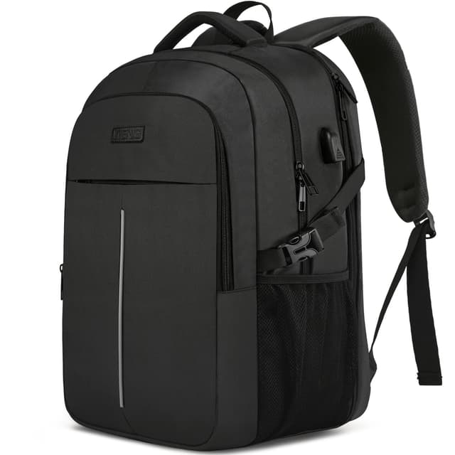 Groß Herren Laptop Rucksack 17 Zoll Laptoptasche für Schule Arbeit mit USB Ladeanschluss Wasserdicht Business Reisen Notebook Tasche Schulrucksack für Männer Frauen Jungen Teenager Schwarz 17.3 Zoll Schwarz