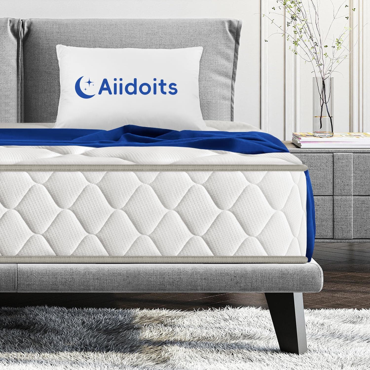 Aiidoits Matratze 120x200 cm Taschenfederkernmatratze 7 Zonen Härtegrad H3 Oeko-TEX Zertifiziert 22cm hoch mit abnehmbarem waschbarem Baumwollbezug Matratz für Kinder und Erwachsene Höhe 22cm 120*200cm