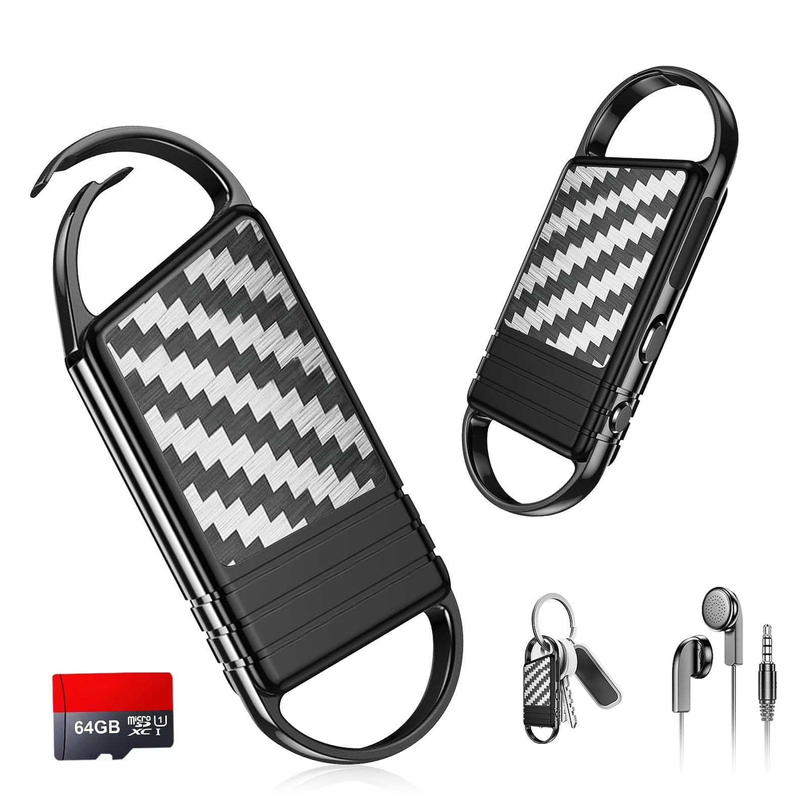 64GB Digitales Diktiergerät - 4800Hr Audio Aufnahmegerät, AI Rauschunterdrückung Audio-Aufnahme mit Wiedergabe, Aufhängbar Sprachaktivierte Voice Recorder, Voice Recorder für Interviews, Vorträge