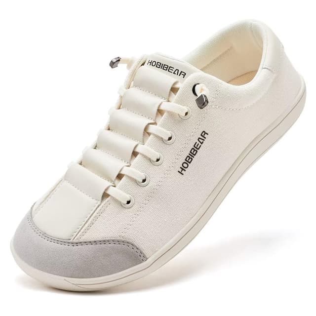 HOBIBEAR Unisex Breite Barfuss Schuhe Damen Herren Minimalistische Barfußschuhe Outdoor Trail Running Schuhe Leicht und Bequem Lichtgrau 38 EU Weit