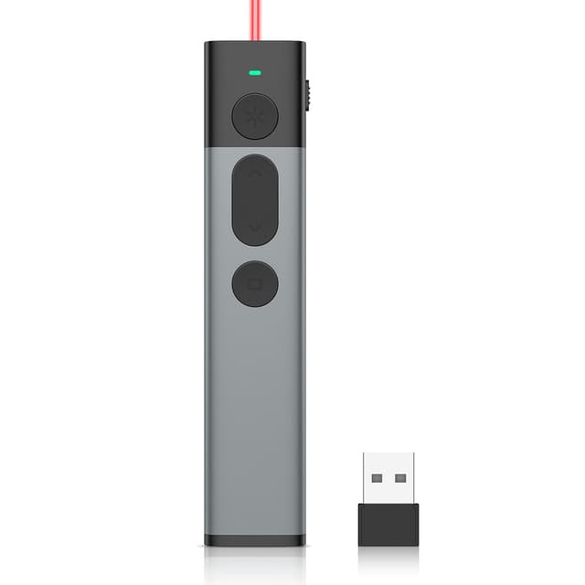 Wireless Presenter Recargable Powerpoint Fernbedienung Präsentationsfernbedienung via USB Empfänger Fernbedienung für PowerPoint/Windows/Mac/Keynote/Hyperlinks/Google Slides/PDF Rot laser