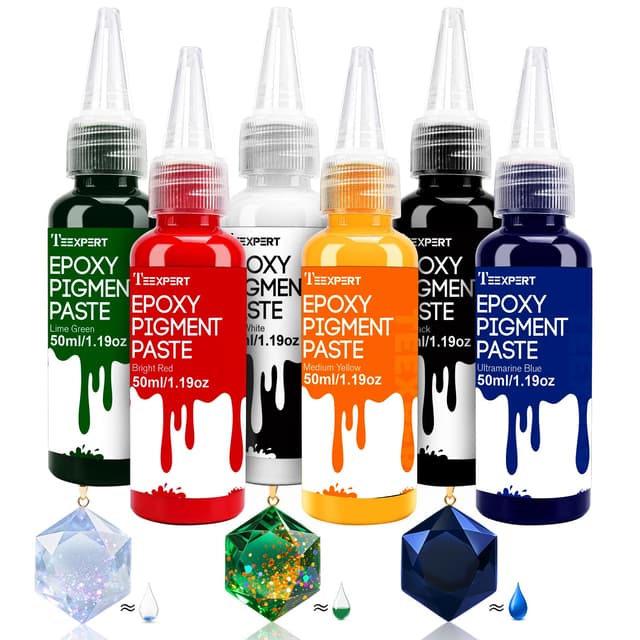 Teexpert Epoxidharz-Pigmentpaste, 300 ml Hochkonzentriert und leicht zu mischen 6 Farben Opakes flüssiges Epoxidharz-Farbstoffset zum Färben von Harz, für Harz-Epoxidharz-Kunstmalerei und DIY-Projekte