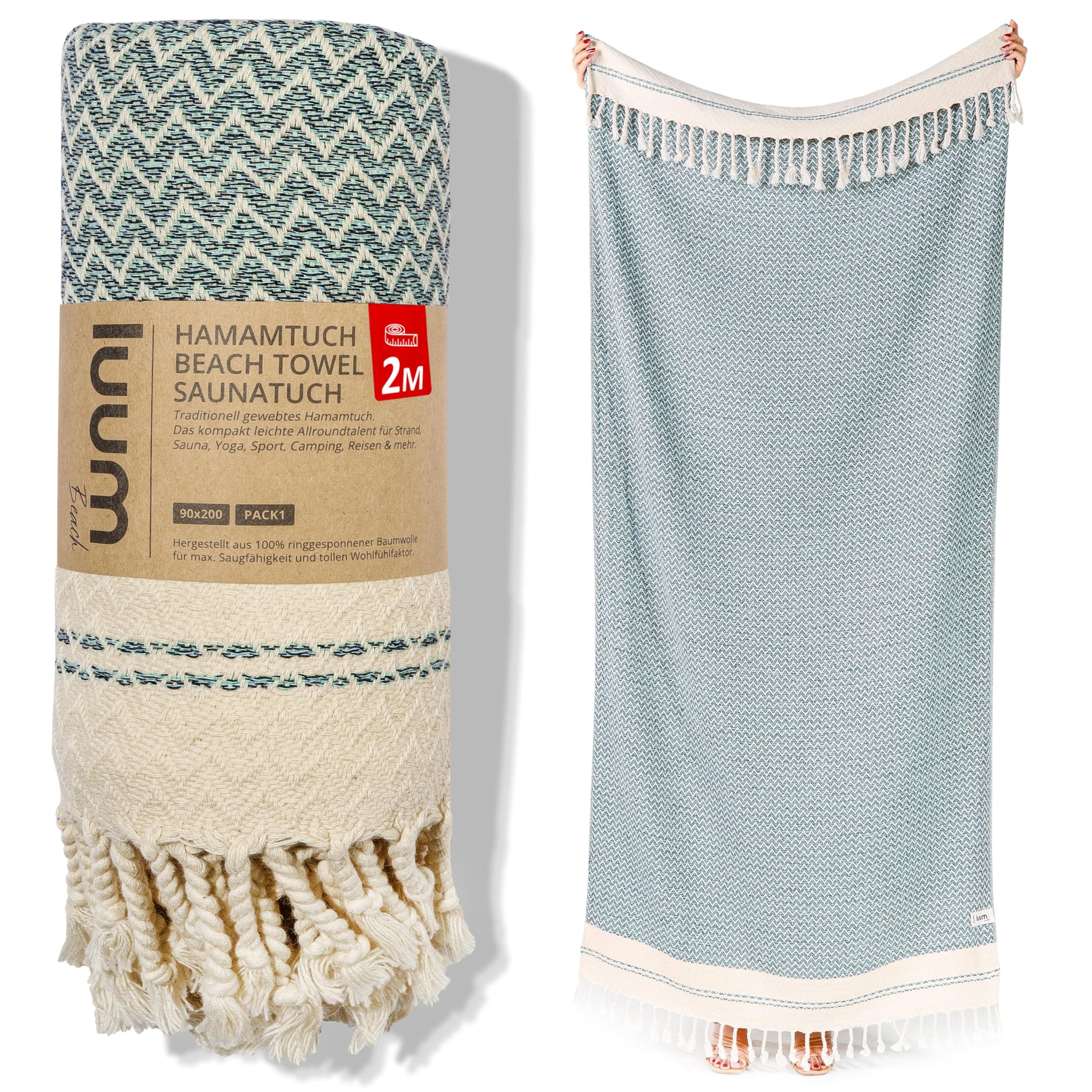 Luum® Strandtuch 90x200 Saunahandtuch Badetuch Handtuch Yogatuch Duschtuch Strandhandtuch Saunatuch Reisehandtuch Turkish Towels Saunakilt, Sporttuch, Damen Herren, 100% Baumwolle, Mint Single [90x200] Mint