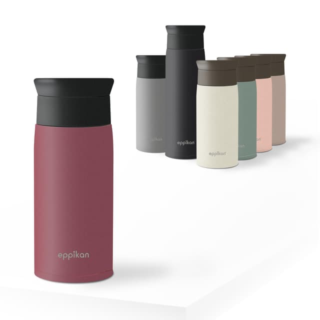 eppikan eppiToGo Edelstahl Thermobecher- Isolierbecher, Kaffee-to-go Becher, 350 ml, 500 ml Travel Mug, Autobecher, auslaufsicher mit hygienischer 360°-Trinköffnung (Bordeaux, 350 ml) Bordeaux 350 ml