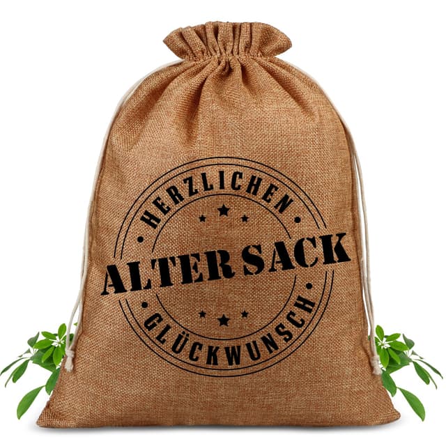 TUZELIYA Geschenkbeutel Alter Sack Herzlichen Glückwunsch - Lustige Geschenke für Männer - Witzige Geschenke für 30 40 50 60 Geburtstag Männer - Verpackung Geburtstagsgeschenk (40x30 cm)