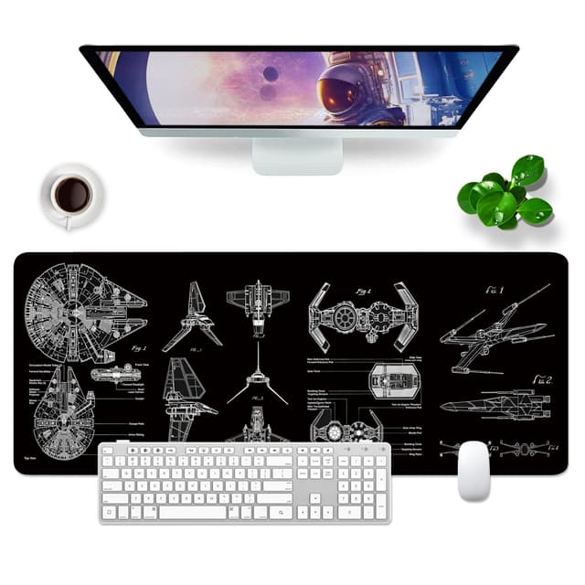 VYEUIAO Schwarz Gaming Mousepad (Englischer) Schreibtischunterlage 800x300mm XL Mousepad Design Großes Mauspad, Computer PC Professionelle Gamer Mousepad,Tastatur Pad