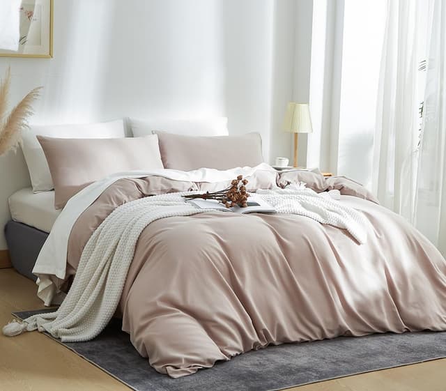AShanlan Bettwäsche 135x200 Khaki 2 Teilig Microfaser Einfarbig Bettwäsche-Sets mit 1 Kissenbezüge 80x80 cm Taupe Bettwäsche mit Reißverschluss Weich und Bügelfrei Khaki 135x200cm+80x80cm