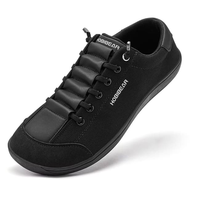 HOBIBEAR Unisex Breite Barfuss Schuhe Damen Herren Minimalistische Barfußschuhe Outdoor Trail Running Schuhe Leicht und Bequem Voll Schwarz 42 EU Weit
