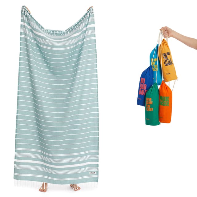 Luum® XXL Strandtuch Damen Herren Hamamtuch Saunahandtuch Handtuch Yogatuch Duschtuch Strandhandtuch Saunatuch Badetuch Pareo XXL Reisehandtuch Pestemal Turkish Towels Single [95x180] 02 - Teal