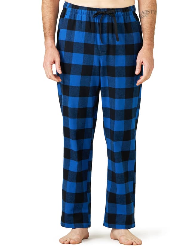 LAPASA Herren Schlafanzughose karierte Pyjamahose, Long Relaxhose Loungehose Freizeithose (M38 Baumwolle/M39 Baumwollflanell/M128 Fleece)