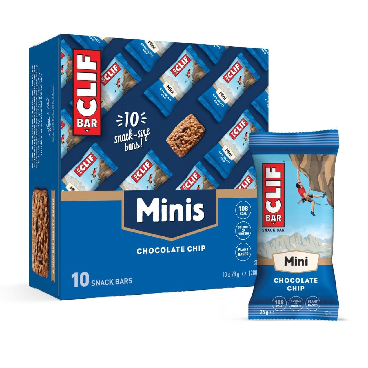 CLIF BAR Minis | Snackriegel - Protein Riegel | mit 4g pflanzlichem Eiweiß | Chocolate Chip | 10 x 28 g