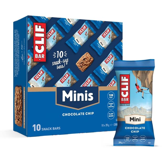 CLIF BAR Minis | Snackriegel - Protein Riegel | mit 4g pflanzlichem Eiweiß | Chocolate Chip | 10 x 28 g