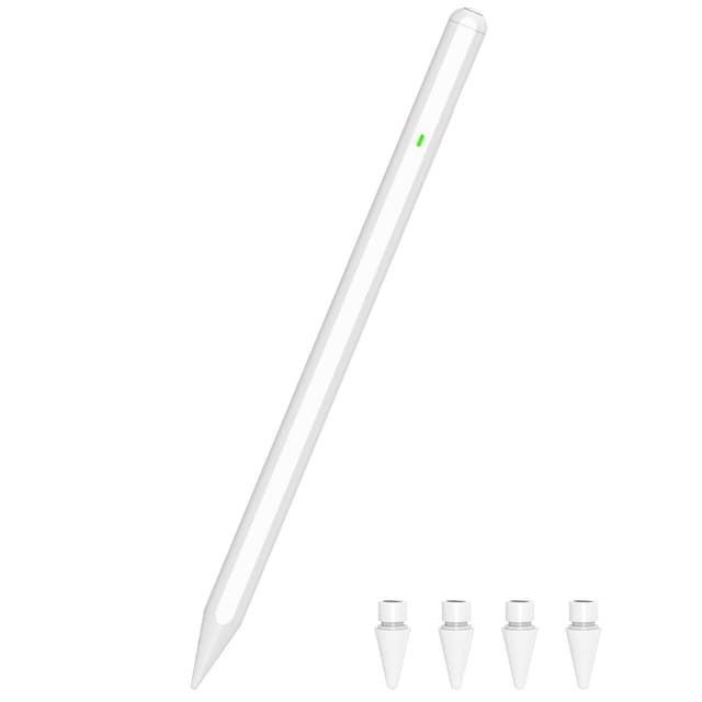Stift für iPad 2018-2024, mit Bluetooth Magnetisch Palm-Rejection Neigungssensitivität, Stylus Pen für iPad 10/9/8/7/6, Pro 13''/12,9''/11''/M4, Mini 6/5, Air 5/4/3/M2 Weiß