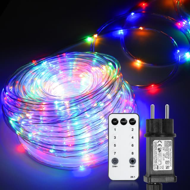 Cecaylie Lichterschlauch Aussen 30m, 300LEDs Lichtschlauch Außen Innen, 8 Modi IP65 Wasserfest Lichtschläuche Dimmbar Lichterkette Led Schlauch für Außen Innen Garten Fest Party Hochzeit, Bunt 30M Bunt