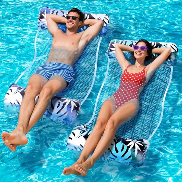 Orifinter XL Luftmatratze Pool, 2 Stück Pool Zubehör Wasserhängematte, 4 IN 1 Luftmatratze Wasser Pool Spielzeug, Luftmatratze Pool Erwachsene, Wasserspielzeug für Sessel Hängematte Matratzen Sitz
