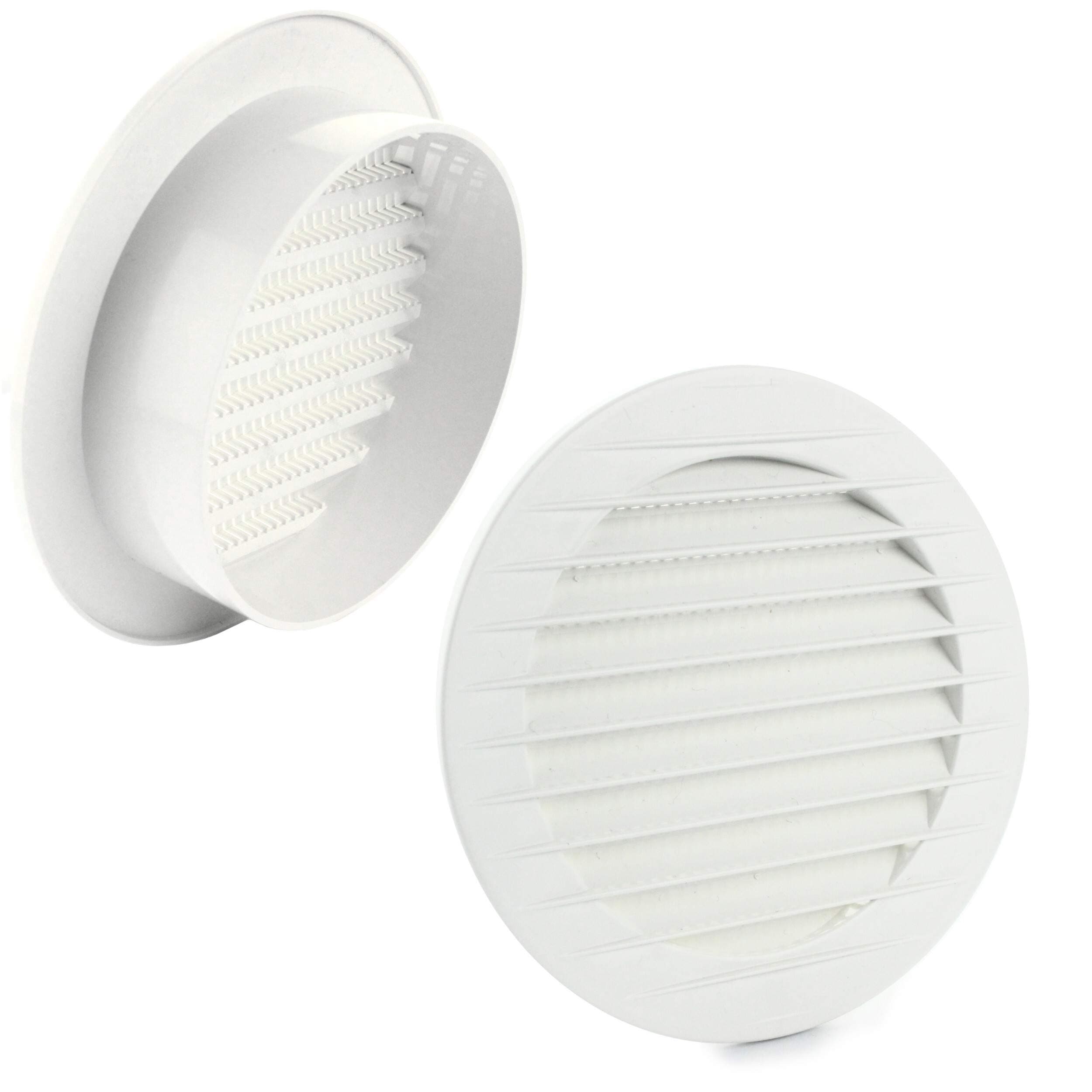 MKK - 17969 - Lüftungsgitter Abluftgitter Außengitter Insektenschutz weiß grau braun 60 70 80 90 100 120 125 150 mm weiß Ø 100 mm Ø 100 mm Weiß