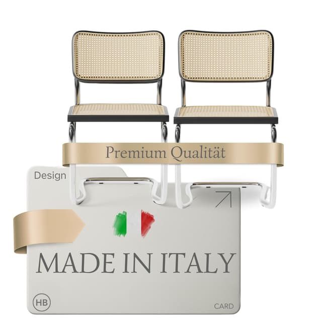 Haris Børn® Design Freischwinger Stühle Wiener Geflecht (2er Set) – Made in Italy – Handgefertigter rattanstuhl Schwarz - Esszimmerstühle & Küchenstühle - 30-Tage Zufriedenheitsversprechen