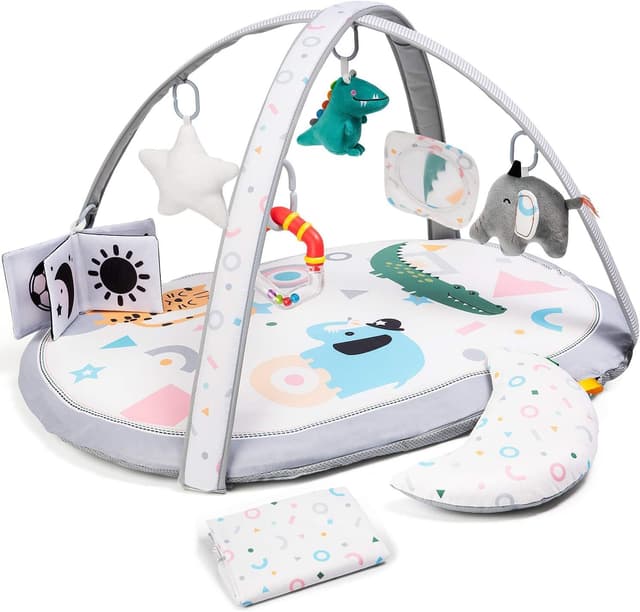 Lupantte Baby Spieldecke, 2 Austauschbaren Bezügen,Spielmatte mit Spielbogen Abnehmbarem Spielzeug,Erlebnisdecke Gym,Krabbeldecke rutschfest,Erlebnisdecke,Neugeborene