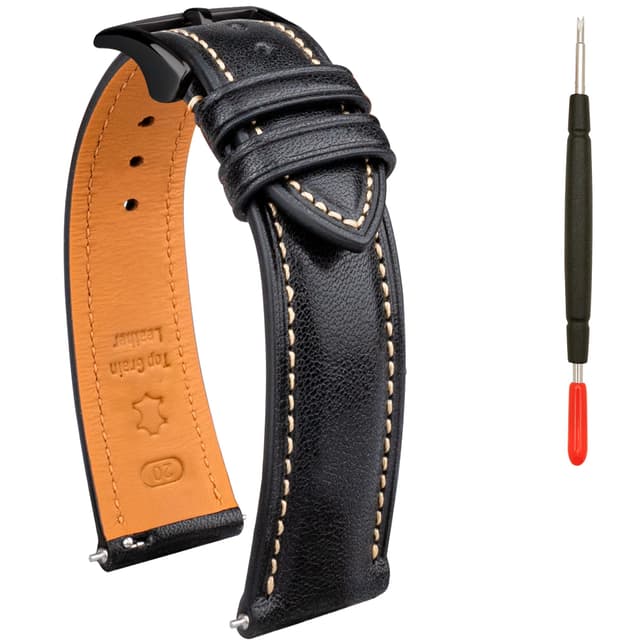 Gomvadr Quick Release Leder Uhrenarmband, Zwei-Ton Öl-gegerbtes Leder Uhrenarmbänder 18mm 19mm 20mm 21mm 22mm Ersatz Uhrenarmband für Männer Frauen