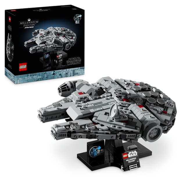 LEGO Star Wars 75375 Millenium Falke – Raumschiff-Modell für Erwachsene mit Display-Ständer und Namensschild als Coole Schreibtischdeko – Geschenk für Fans von Eine Neue Hoffnung Single