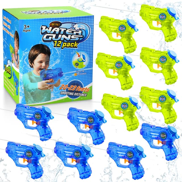 Quanquer Wasserpistole Kinder 12 Stück, Klein Spritzpistolen Reichweite 7 Meter 150ml, Sommer Wassertank Super Water Soaker Asserpistole für Spielzeug im Freien Strandpool Watergun (12er-Satz)
