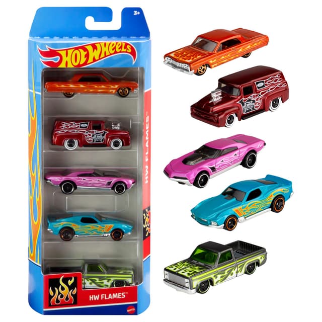 Hot Wheels Autos Set, 5er Pack, Verschiedene Modelle von Spielzeugautos, Maßstab 1:64, mit realistischen Details, Auto Spielzeug, Stile variieren, Spielzeug ab 3 Jahre, 01806 5er Pack Verschiedene Modelle