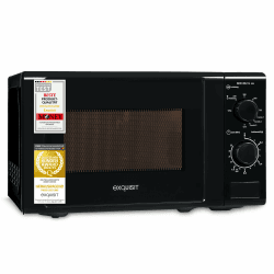Exquisit Mikrowelle 20L, 1000 Watt Grill, 700 Watt, 25,5cm Drehteller, 5 Leistungsstufen, Timer, Auftaufunktion, 2 Drehregler, MW 802G schwarz Angebot bei HelloDeals
