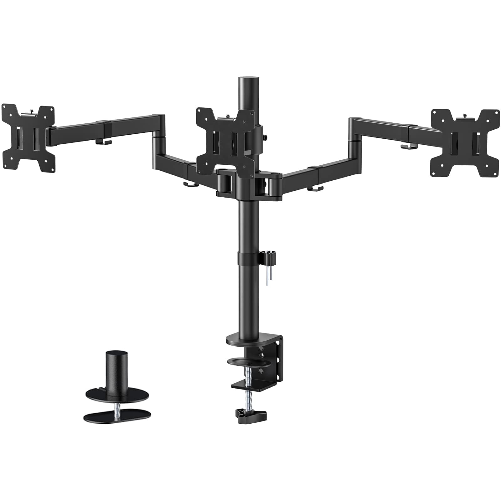 WALI Monitor Halterung 3 Monitore für bis 27 Zoll Bildschirm,Voll Verstellbare Triple Monitor Halterung, Monitorhalterung 3 Monitore 7 kg pro Arm,VESA 75/100 (M003S), Schwarz